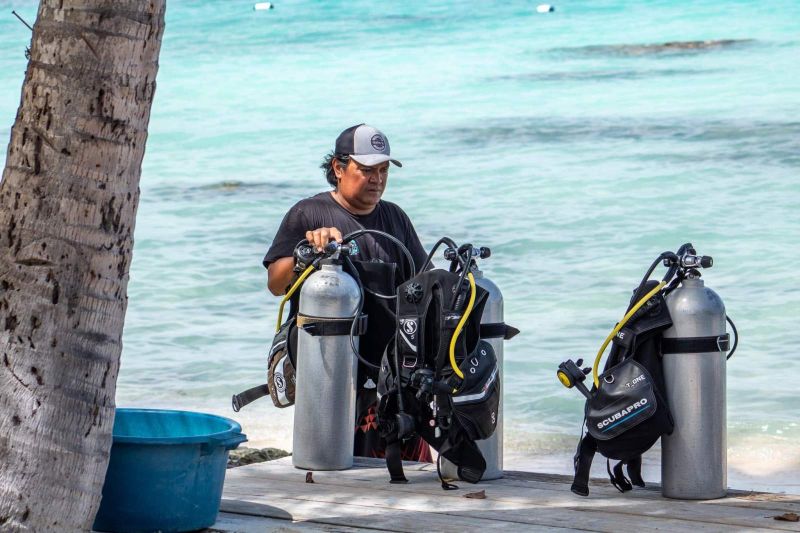 Equipment ready by the lagoon